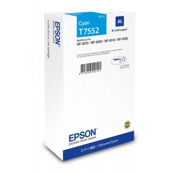 Ink Epson Cyan T7552 XL 39ml (C13T755240)