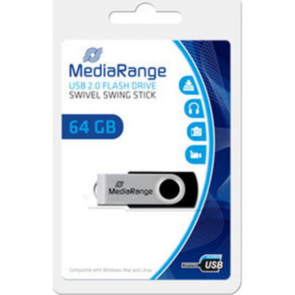 USB Flash Drive MediaRange MR912 64GB Silver & Black USB 2.0 (MR912)