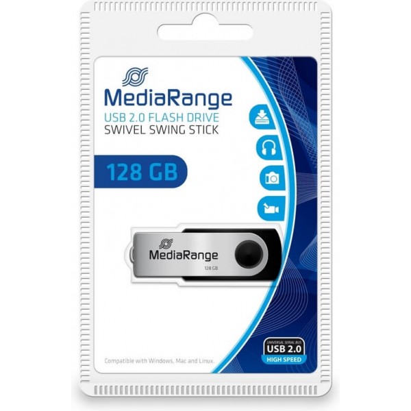 USB Flash Drive MediaRange MR913 128GB Silver & Black USB 2.0 (MR913)