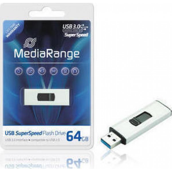 USB Flash Drive MediaRange MR917 64GB Silver USB 3.0 (MR917)