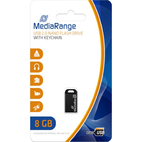 USB Flash Drive MediaRange MR920 8GB Black USB 2.0 (MR920)