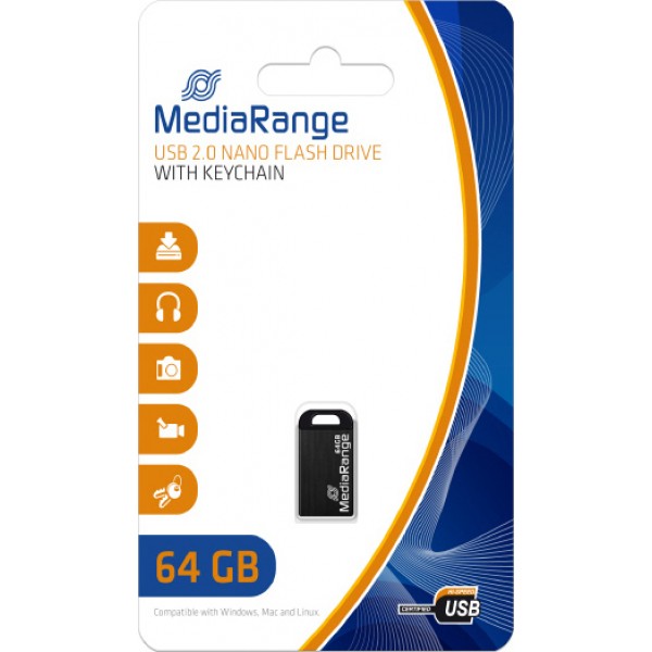 USB Flash Drive MediaRange MR923 64GB Black USB 2.0 (MR923)