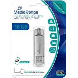 USB Flash Drive MediaRange MR935 16GB Silver USB 3.1 & Type-C (MR935)