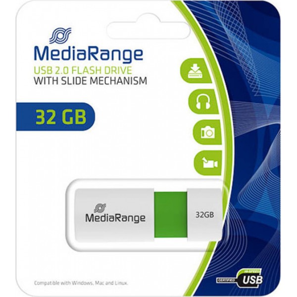 USB Flash Drive MediaRange MR973 32GB White & Green USB 2.0 (MR973)