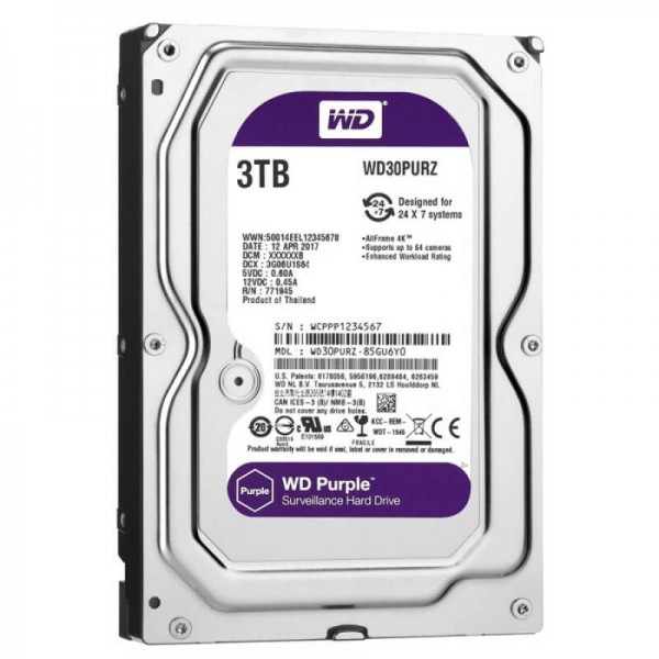 HDD Western Digital Purple 3TB 3.5" SATA III (WD30PURZ)